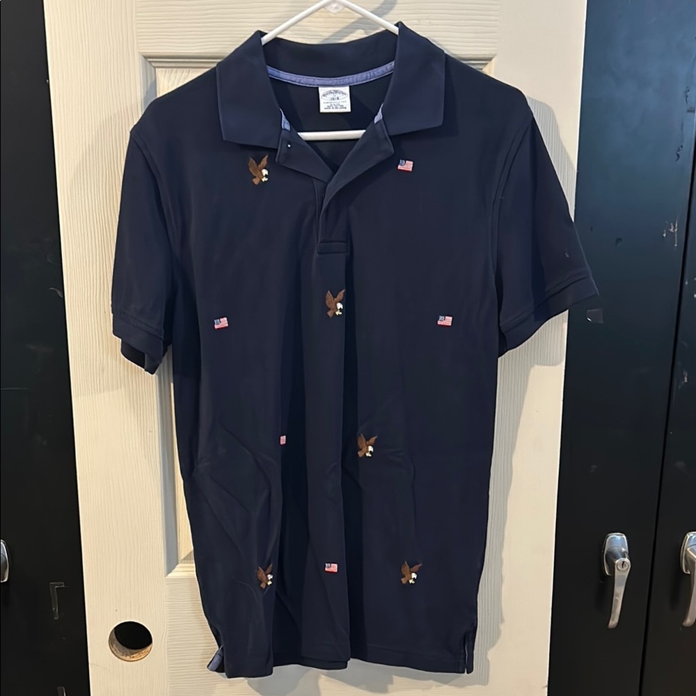 Brooks Brothers Blue Polo Shirt with Embroidered Design